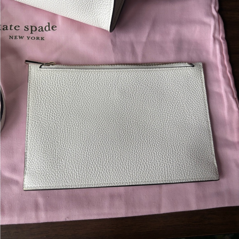 Kate Spade Sam Medium Satchel White with Pink Emblem - Picture 13 of 14